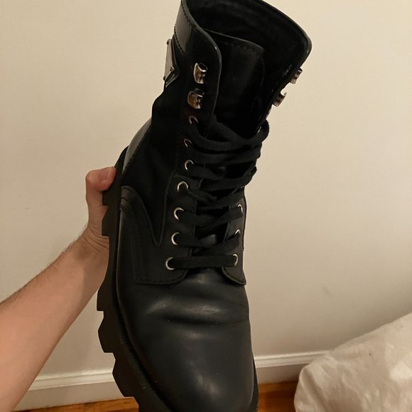 PRADA mens combat boots Black leather and nylon size IT 5.5 (size US 7) - Picture 7 of 10